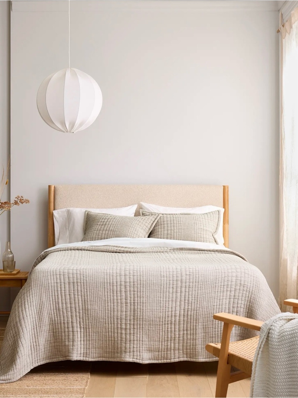 Quince Organic Cotton Channel Stitch Coverlet Set with Shams